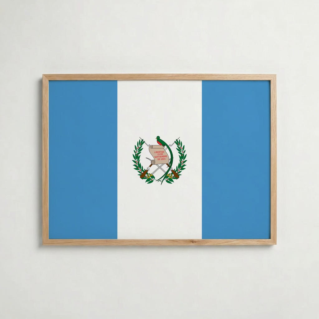 Guatemala National Flag Poster i ekram – inramad konsttryck för stilren inredning hos Bozetto