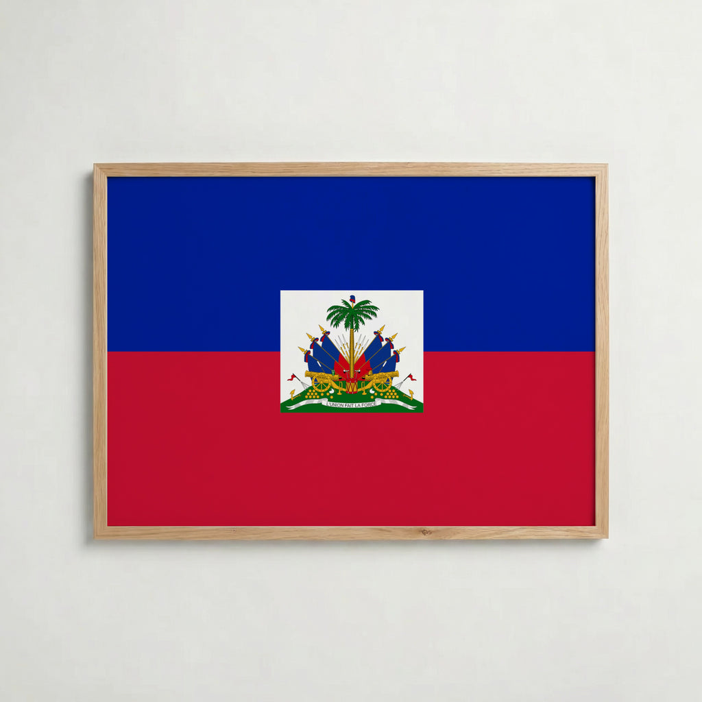 Haiti National Flag Poster i ekram – inramad konsttryck för stilren inredning hos Bozetto