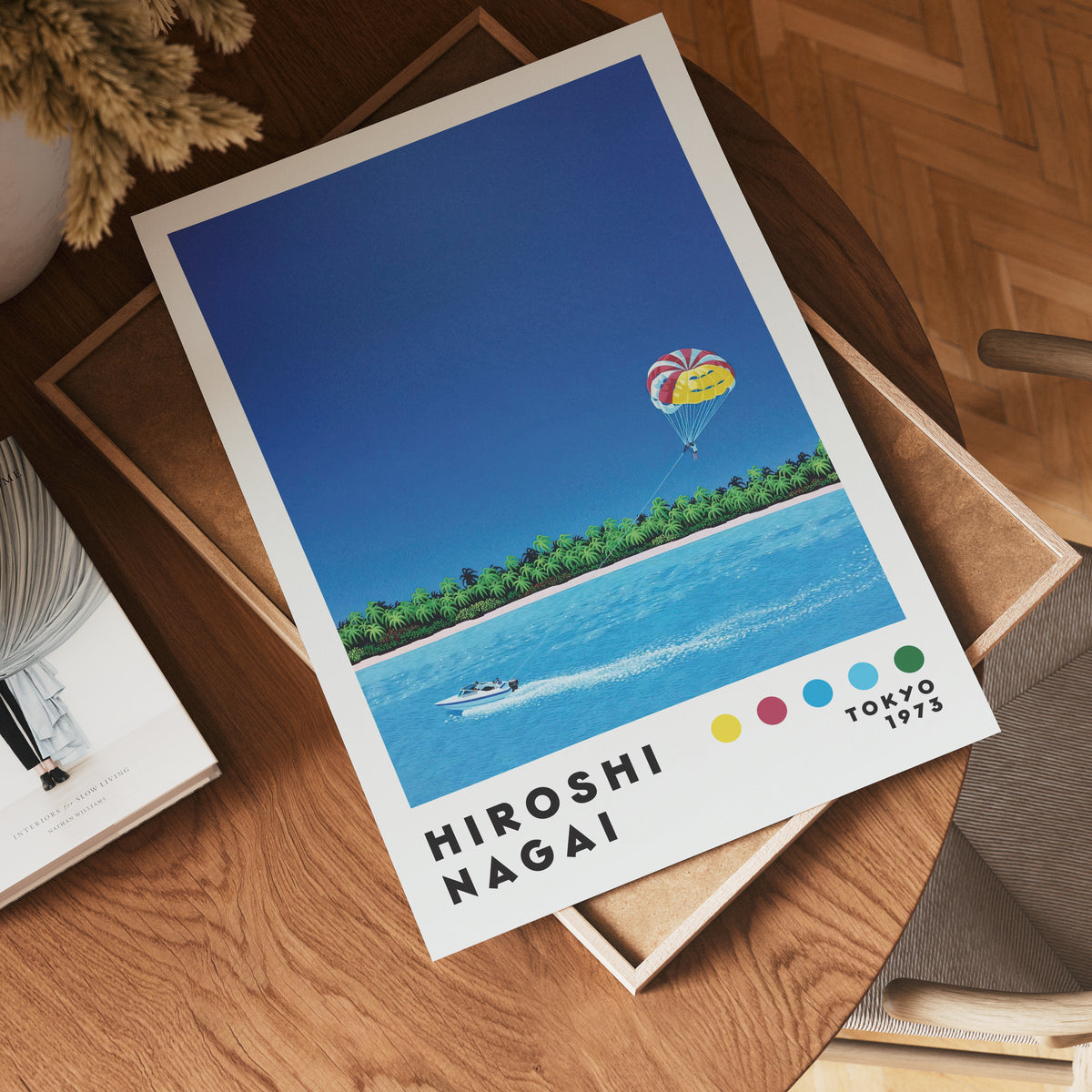 Väggmockup med Hiroshi Nagai Island – köp enkelt hos Bozetto affisch i hög kvalitet