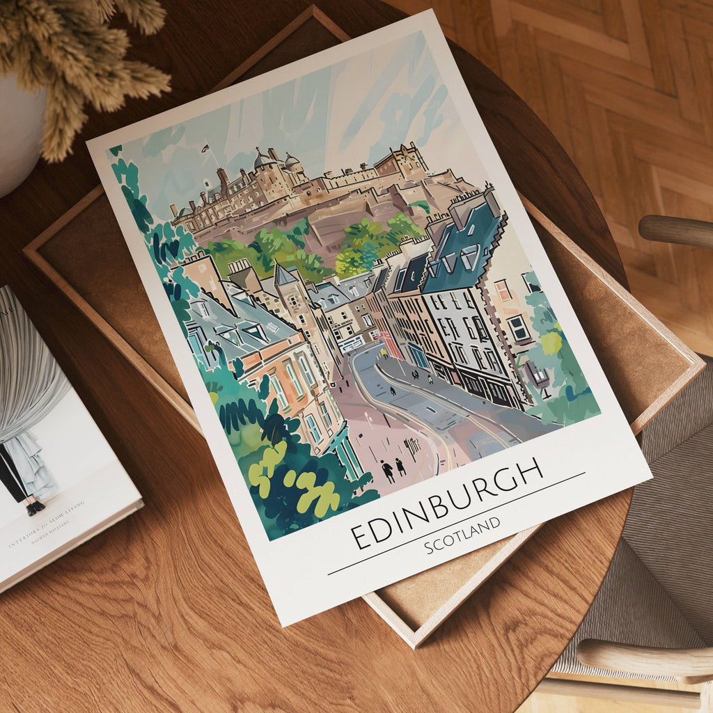 Edinburgh Castle View poster visad rakt fram – Bozetto affisch i hög tryckkvalitet