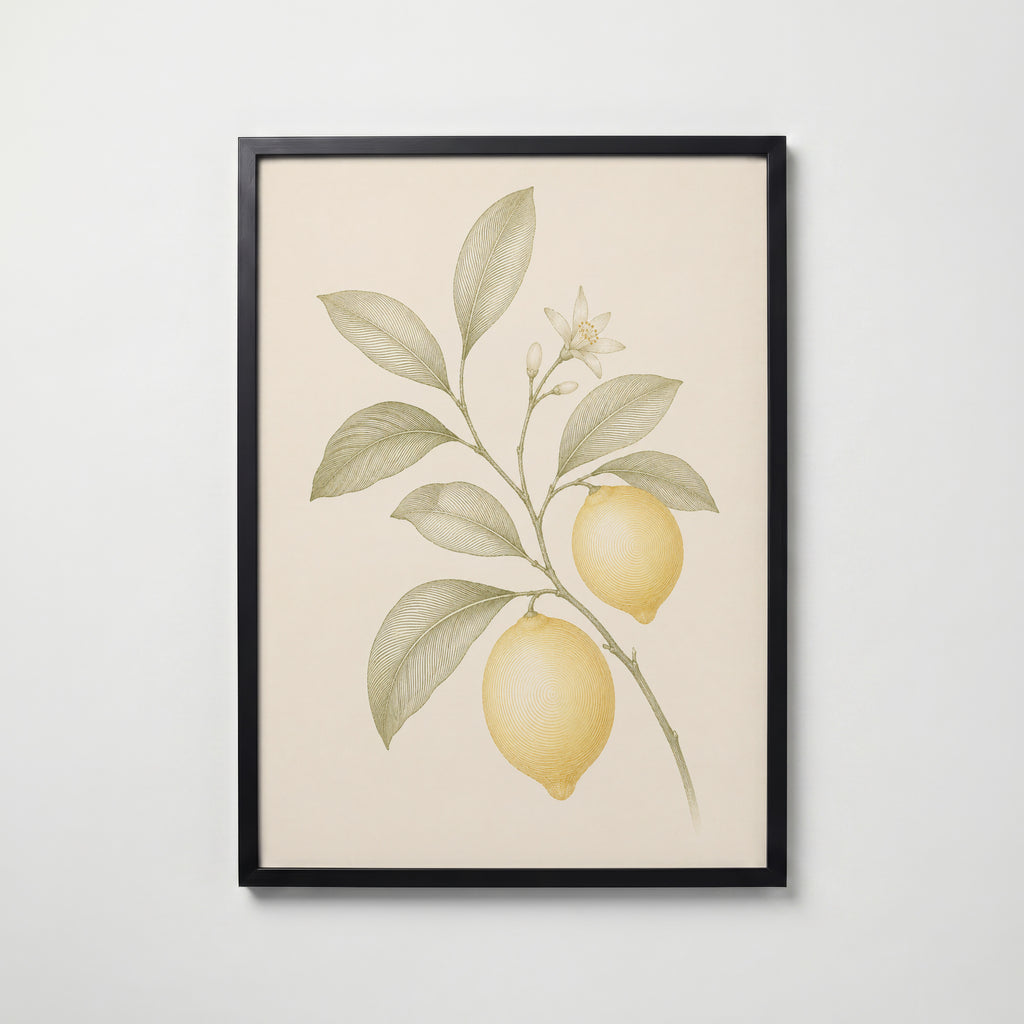 Sunlit Citrus i svart ram på vägg – köp enkelt hos Bozetto affisch i hög kvalitet