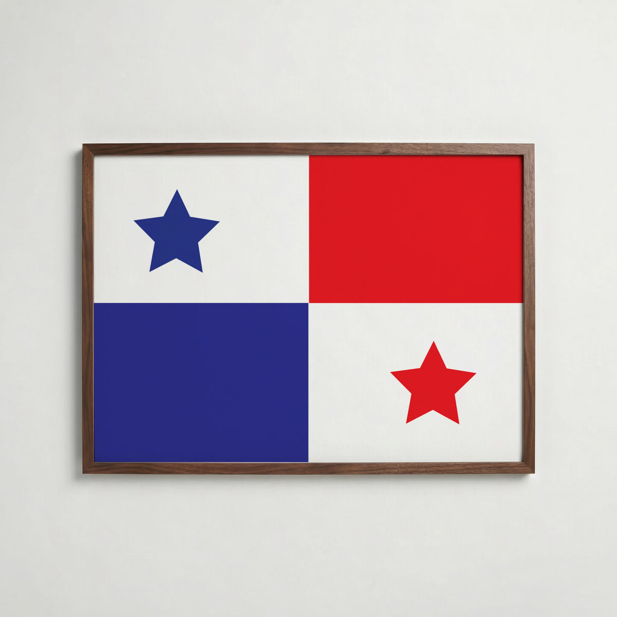 Panama National Flag Poster i valnötsram – varm konstaffisch för hemmet från Bozetto