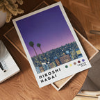 Väggmockup med Hiroshi Nagai Tokyo Skyline – köp enkelt hos Bozetto affisch i hög kvalitet