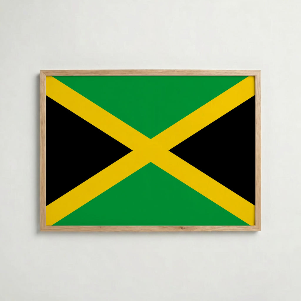 Jamaica National Flag Poster i ekram – inramad konsttryck för stilren inredning hos Bozetto