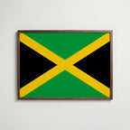 Jamaica National Flag Poster i valnötsram – varm konstaffisch för hemmet från Bozetto
