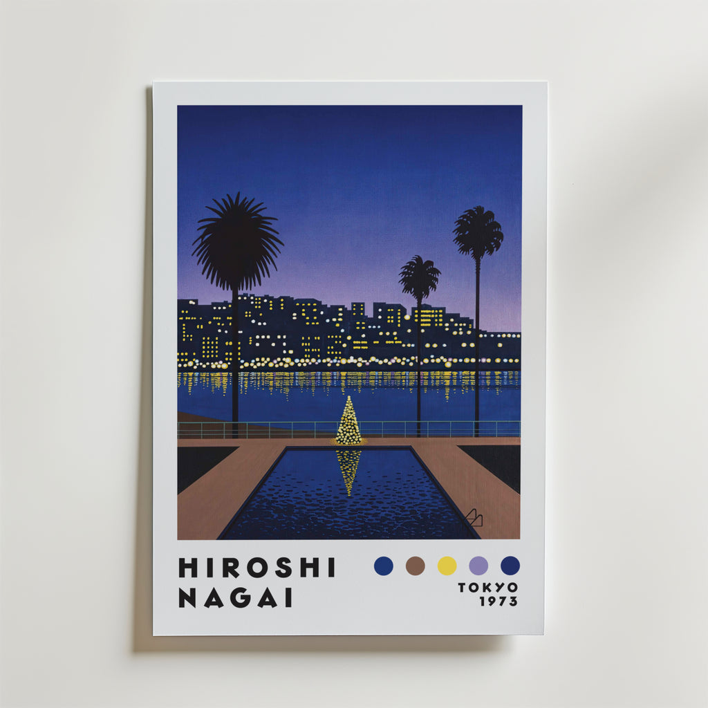 Mockup av Hiroshi Nagai Evening affisch på vägg – köp enkelt hos Bozetto i hög kvalitet