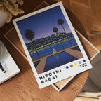 Väggmockup av Hiroshi Nagai Evening affisch på ljus vägg – Bozetto konsttryck – nr 2