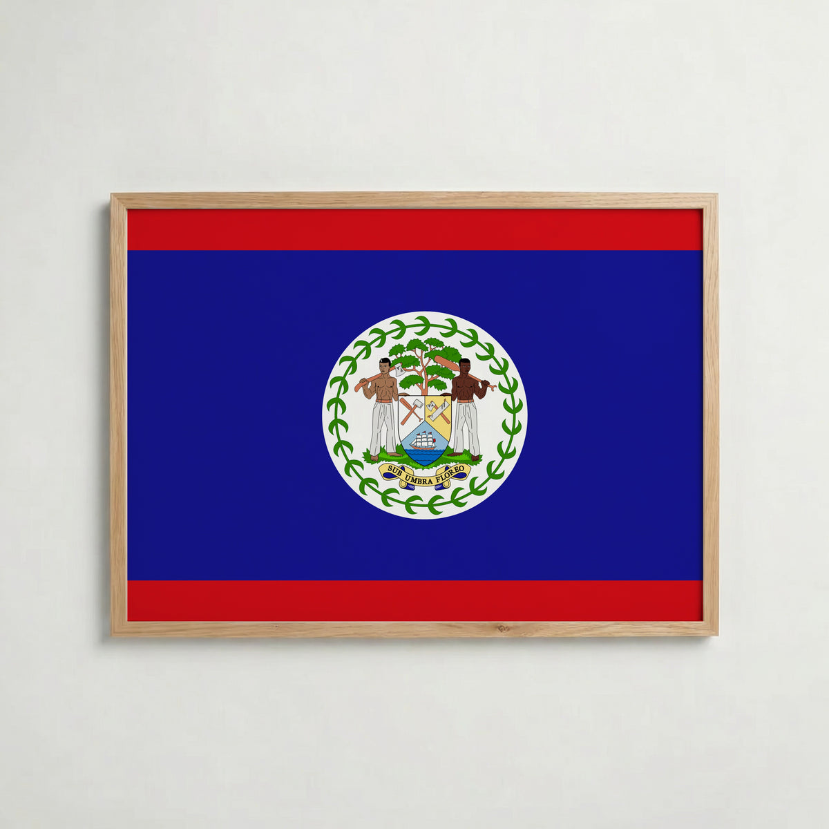 Belize National Flag Poster i ekram – inramad konsttryck för stilren inredning hos Bozetto