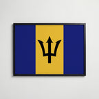 Barbados National Flag Poster i svart ram – stilren konsttryck som väggdekor från Bozetto