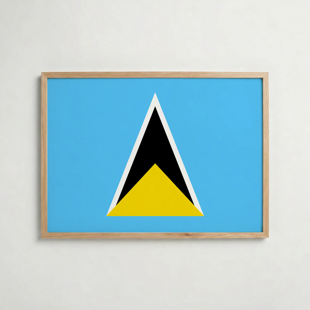 Saint Lucia National Flag Poster i ekram – inramad konsttryck för stilren inredning hos Bozetto