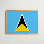 Saint Lucia National Flag Poster i ekram – inramad konsttryck för stilren inredning hos Bozetto