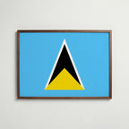 Saint Lucia National Flag Poster i valnötsram – varm konstaffisch för hemmet från Bozetto