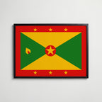 Grenada National Flag Poster i svart ram – stilren konsttryck som väggdekor från Bozetto