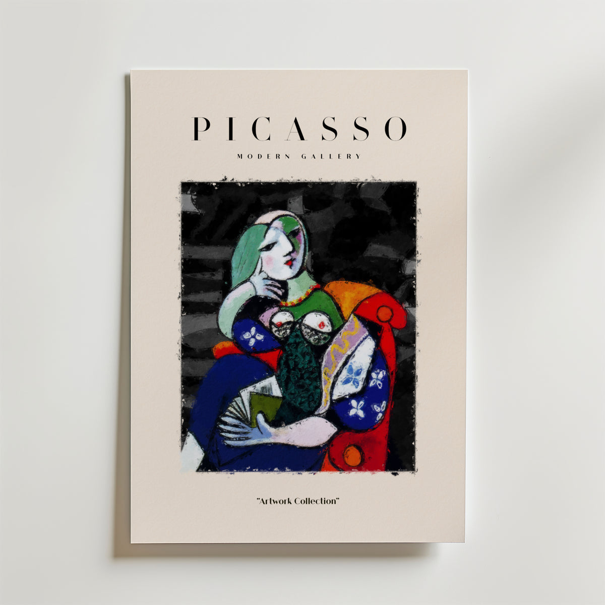 Picasso Seated Lady with Book – stilfullt konsttryck från Bozetto, tryckt på matt finpapper