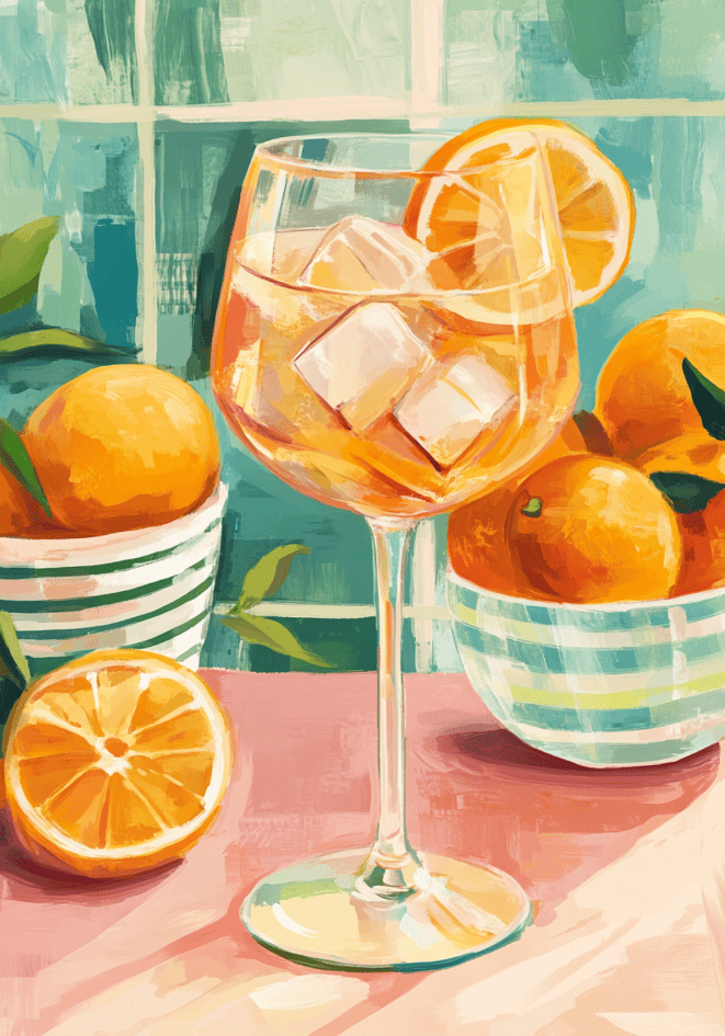 Orange spritz cocktail Drink poster visad rakt fram – Bozetto affisch i hög tryckkvalitet