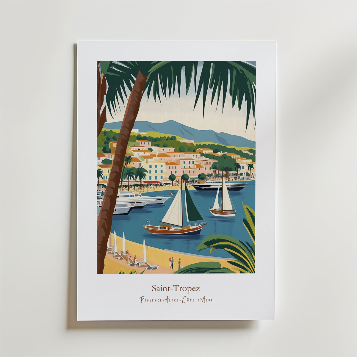 Saint Tropez – stilfullt konsttryck från Bozetto, tryckt på matt finpapper i hög tryckkvalitet