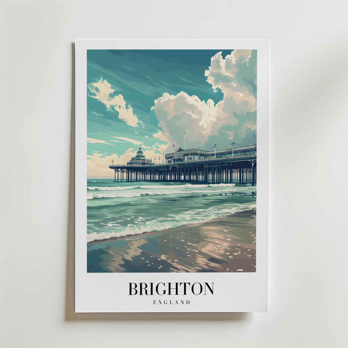 Waves Of Brighton – stilfullt konsttryck från Bozetto, tryckt på matt finpapper i hög tryckkvalitet