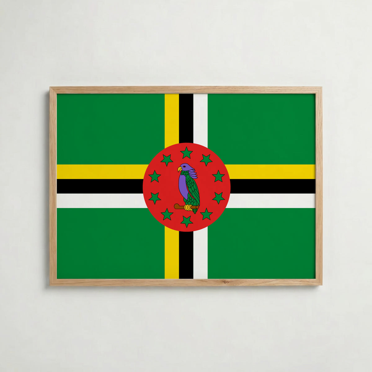 Dominica National Flag Poster i ekram – inramad konsttryck för stilren inredning hos Bozetto