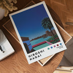 Väggmockup med Hiroshi Nagai Balcony View – köp enkelt hos Bozetto affisch i hög kvalitet