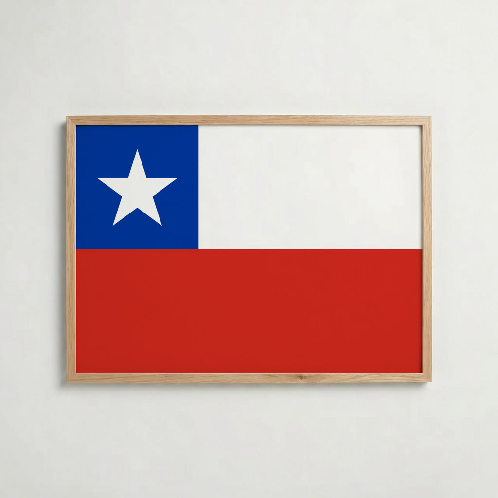 Chile National Flag Poster i ekram – inramad konsttryck för stilren inredning hos Bozetto