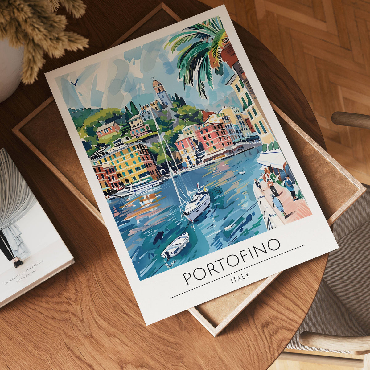 Portofino Harbor Escape – affisch med stilfullt motiv från Bozetto i hög kvalitet