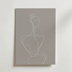 White Line Woman Silhouette – stilfullt konsttryck från Bozetto, tryckt på matt finpapper