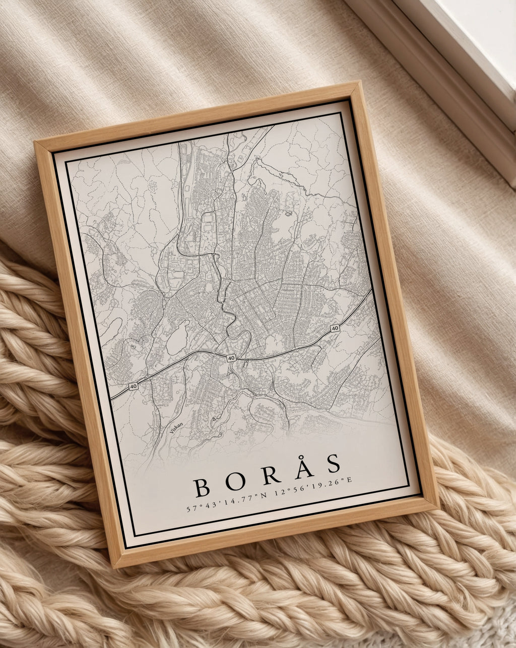 Borås Karta poster i stilrent hem med modern inredning – köp enkelt hos Bozetto i hög kvalitet