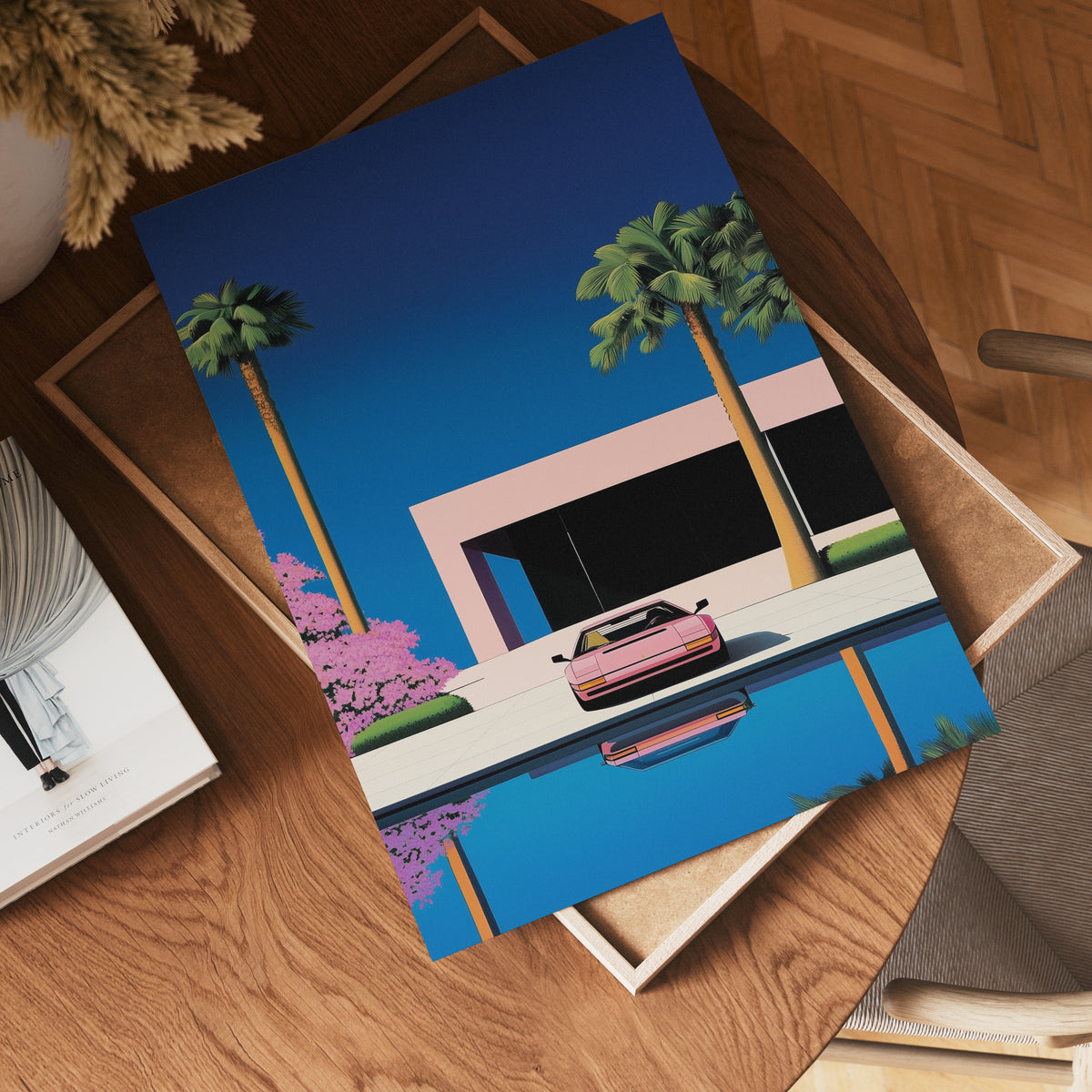 Rose Sportscar Hiroshi Retro – affisch med stilfullt motiv från Bozetto i hög kvalitet
