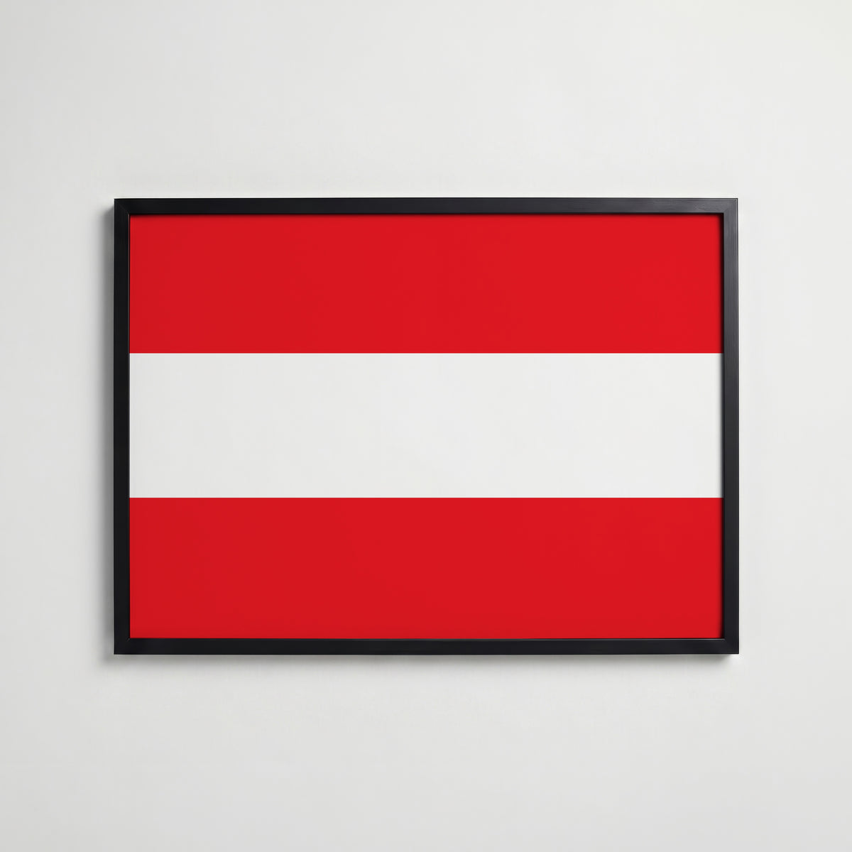 Austria National Flag Poster i svart ram – stilren konsttryck som väggdekor från Bozetto