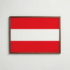 Austria National Flag Poster i valnötsram – varm konstaffisch för hemmet från Bozetto