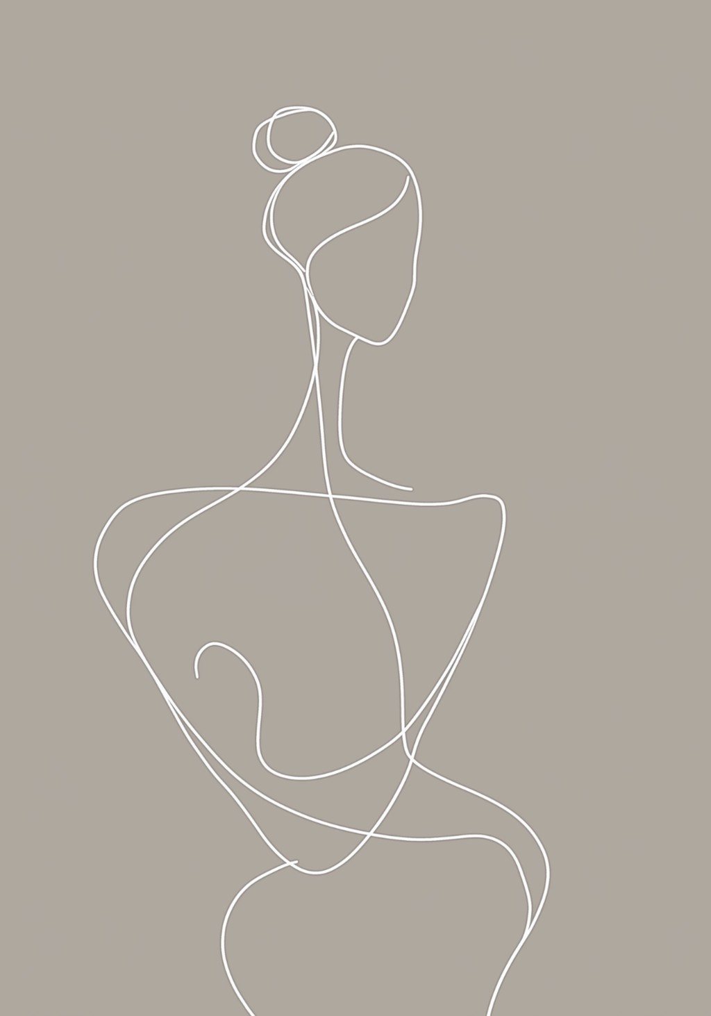 White Line Woman Silhouette affisch på vit bakgrund – köp enkelt hos Bozetto i hög kvalitet