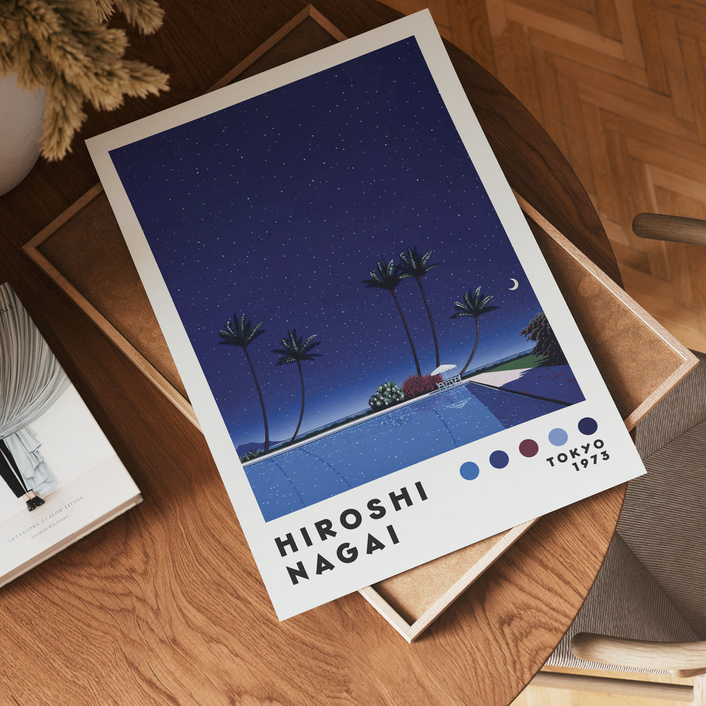 Väggmockup med Hiroshi Nagai Starry Night – köp enkelt hos Bozetto affisch i hög kvalitet