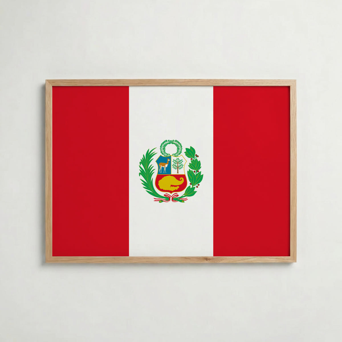 Peru National Flag Poster i ekram – inramad konsttryck för stilren inredning hos Bozetto