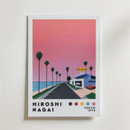 Mockup av Hiroshi Nagai Sunset Coast affisch på vägg – köp enkelt hos Bozetto i hög kvalitet