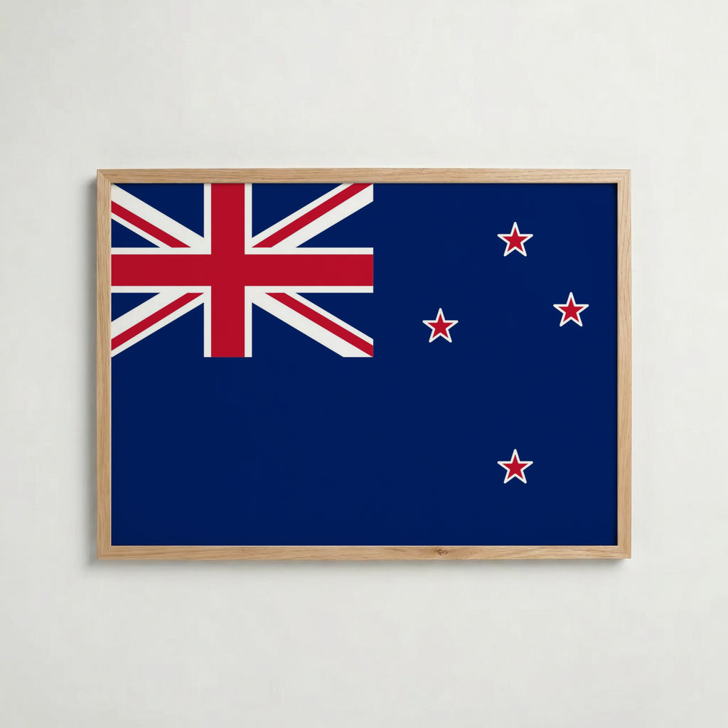 New Zealand National Flag Poster i ekram – inramad konsttryck för stilren inredning hos Bozetto