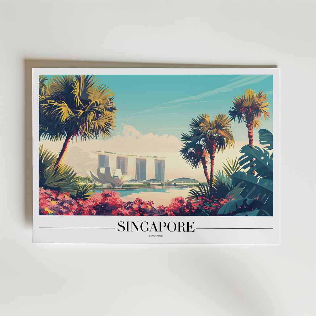 Singapore Skyline – stilfullt konsttryck från Bozetto, tryckt på matt finpapper i hög tryckkvalitet