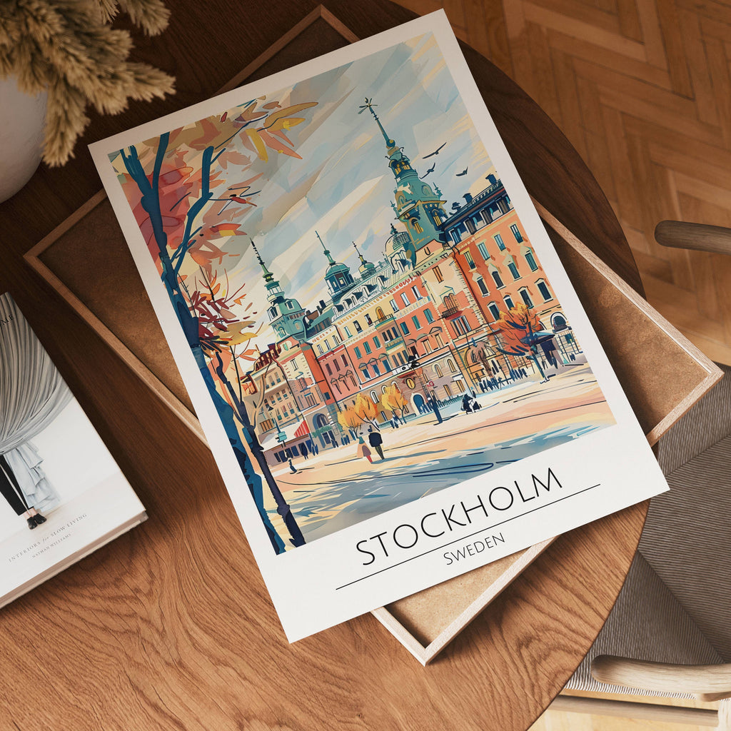 Stockholm Autumn Boulevard poster visad rakt fram – Bozetto affisch i hög tryckkvalitet