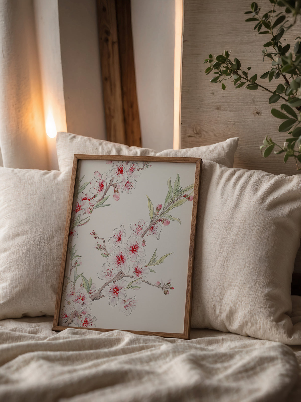 Mockup av Blossom Branch affisch på vägg – köp enkelt hos Bozetto i hög kvalitet