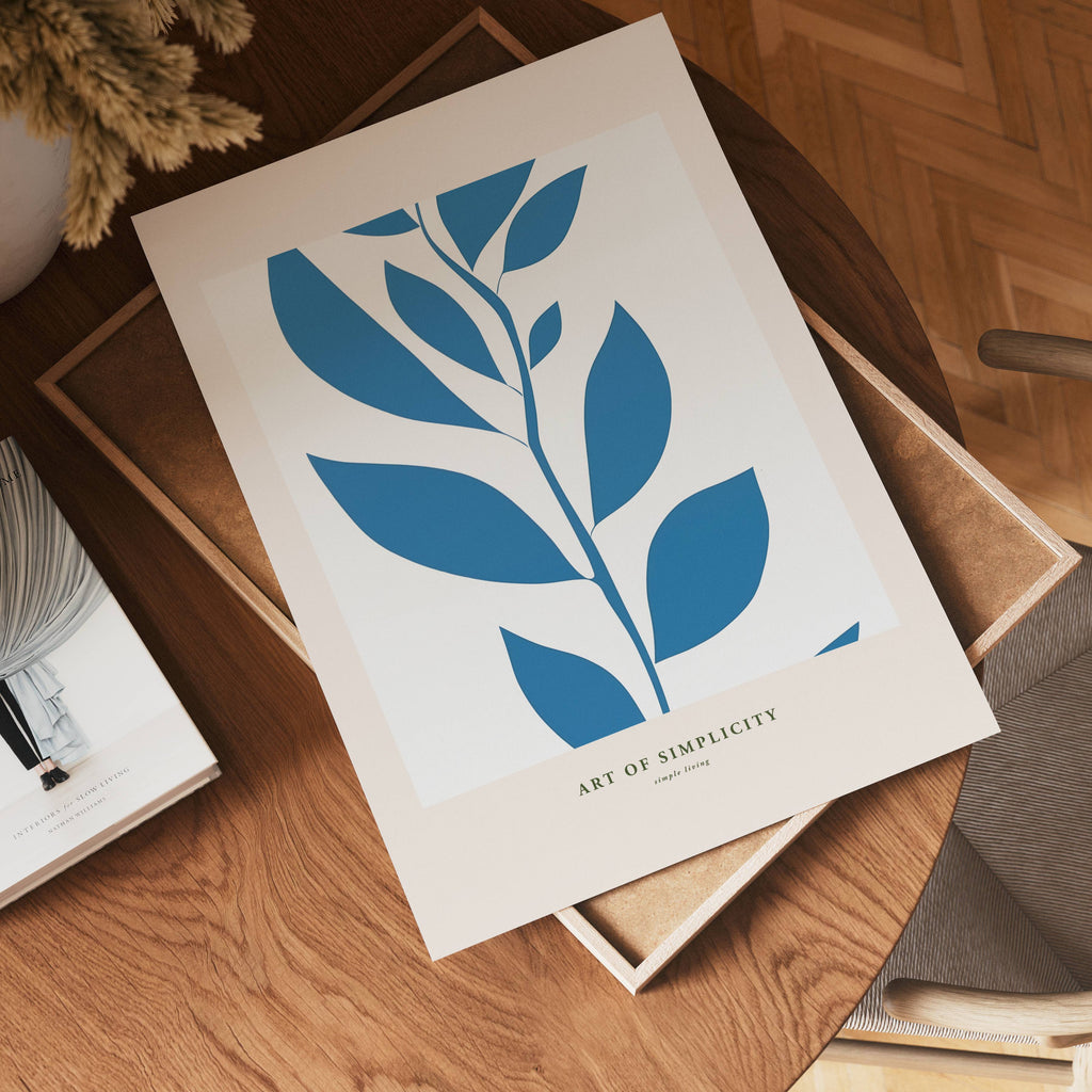 Blue Leaf poster visad rakt fram – Bozetto affisch i hög tryckkvalitet i hög tryckkvalitet