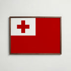Tonga National Flag Poster i valnötsram – varm konstaffisch för hemmet från Bozetto