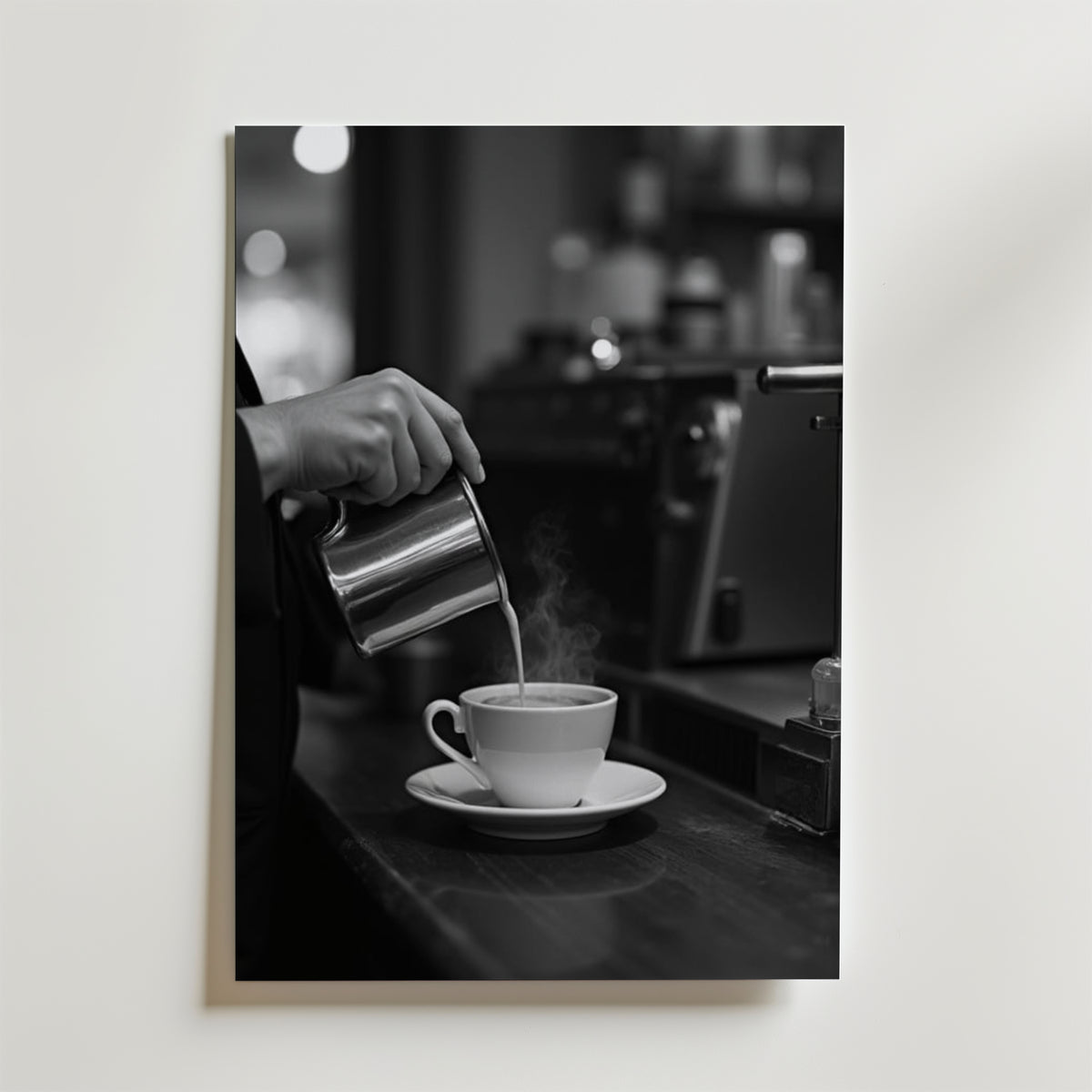 Steaming Perfection Coffee – stilfullt konsttryck från Bozetto, tryckt på matt finpapper