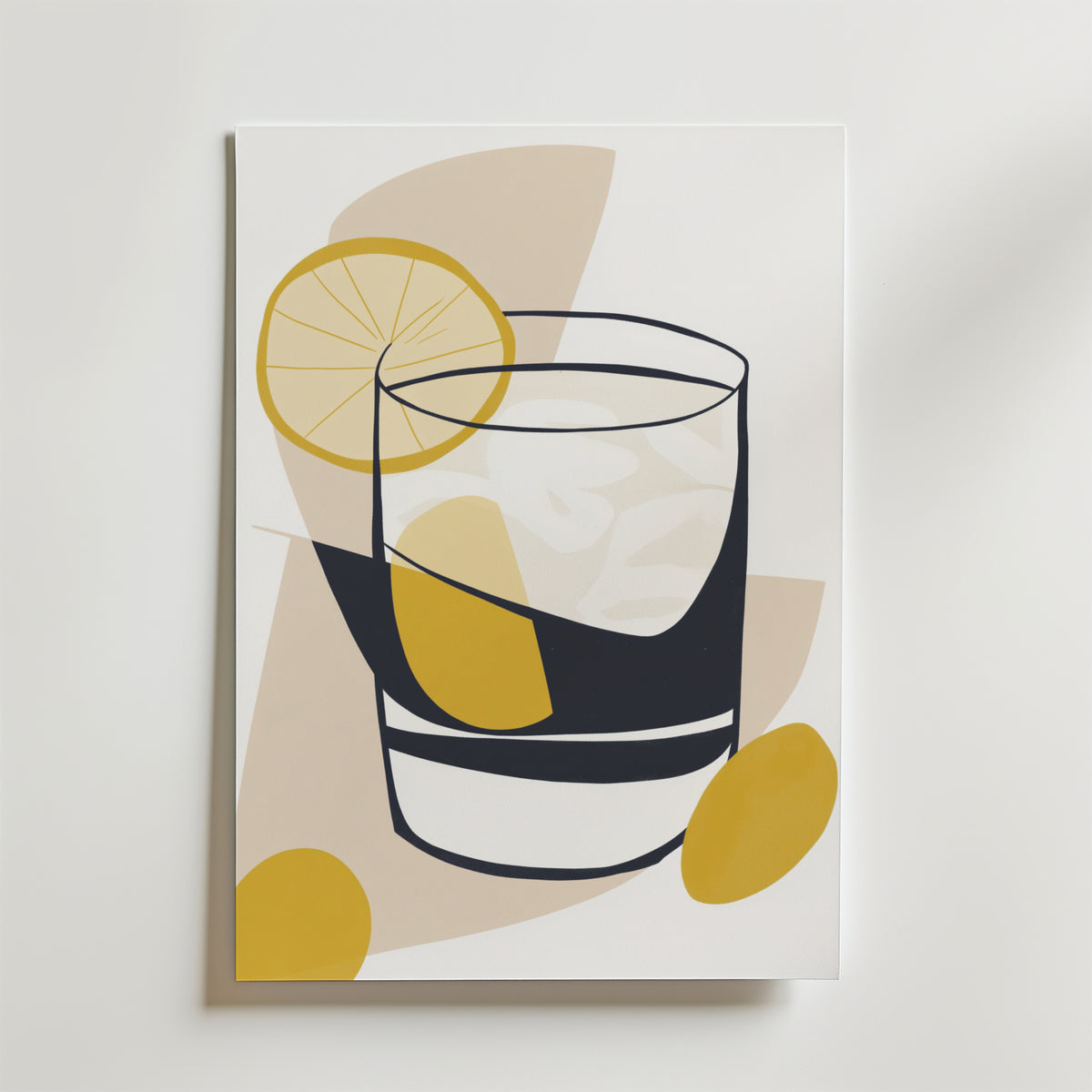 Golden Abstract Drink – stilfullt konsttryck från Bozetto, tryckt på matt finpapper