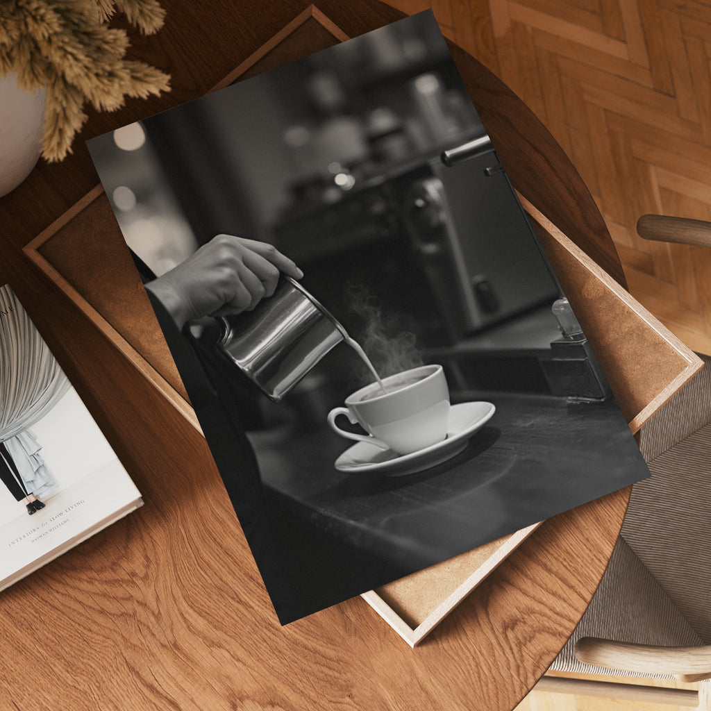 Steaming Perfection Coffee – affisch med stilfullt motiv från Bozetto i hög kvalitet