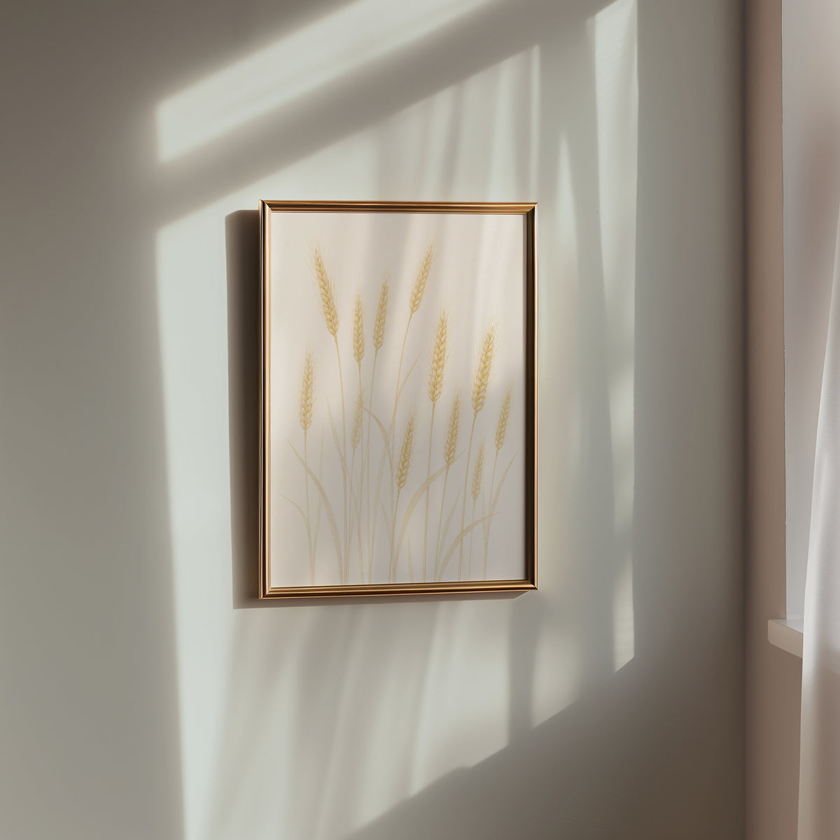 Golden Wheat Field affisch i minimalistiskt sovrum – köp enkelt hos Bozetto i hög kvalitet