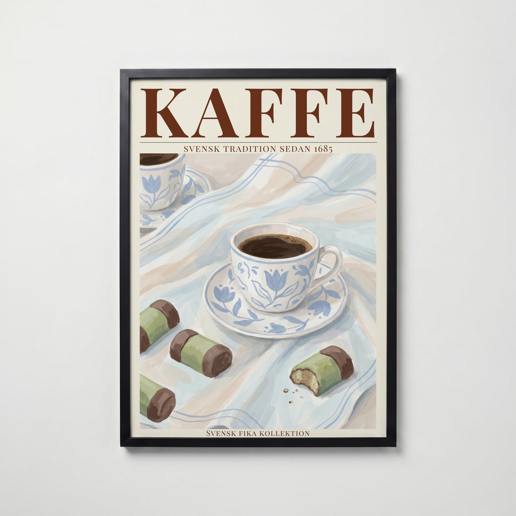Kaffe affisch i modern svart ram – stark kontrast och stil, Bozetto poster i hög tryckkvalitet