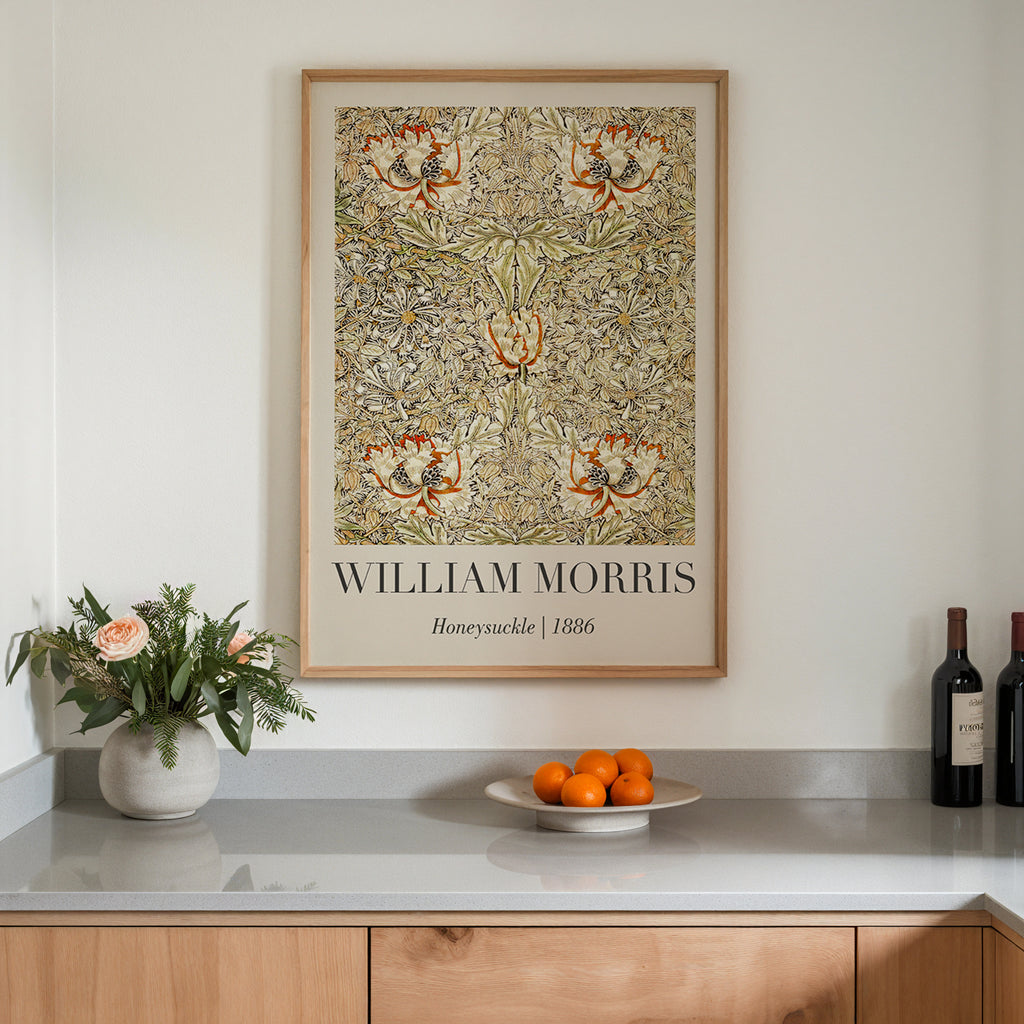 William Morris Honeysuckle 1886 – stilfullt konsttryck från Bozetto, tryckt på matt finpapper