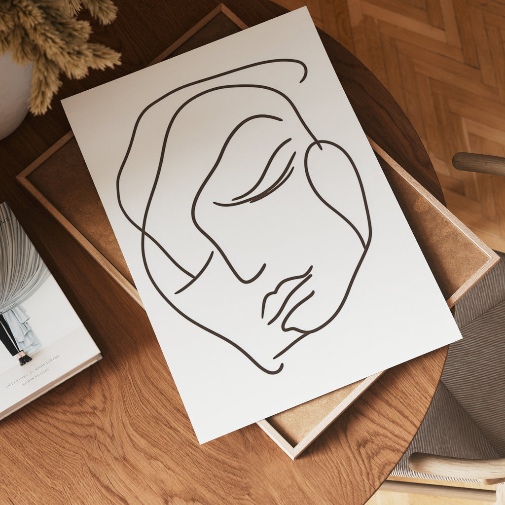 Bold Line Art Face poster visad rakt fram – Bozetto affisch i hög tryckkvalitet i hög tryckkvalitet