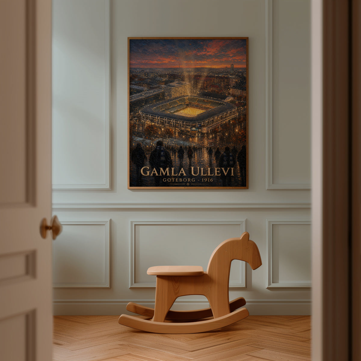 Matchkväll vid Gamla Ullevi poster i stilrent hem med modern inredning – Bozetto