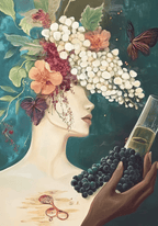 Floral Art With Butterflies And – stilfullt konsttryck från Bozetto, tryckt på matt finpapper