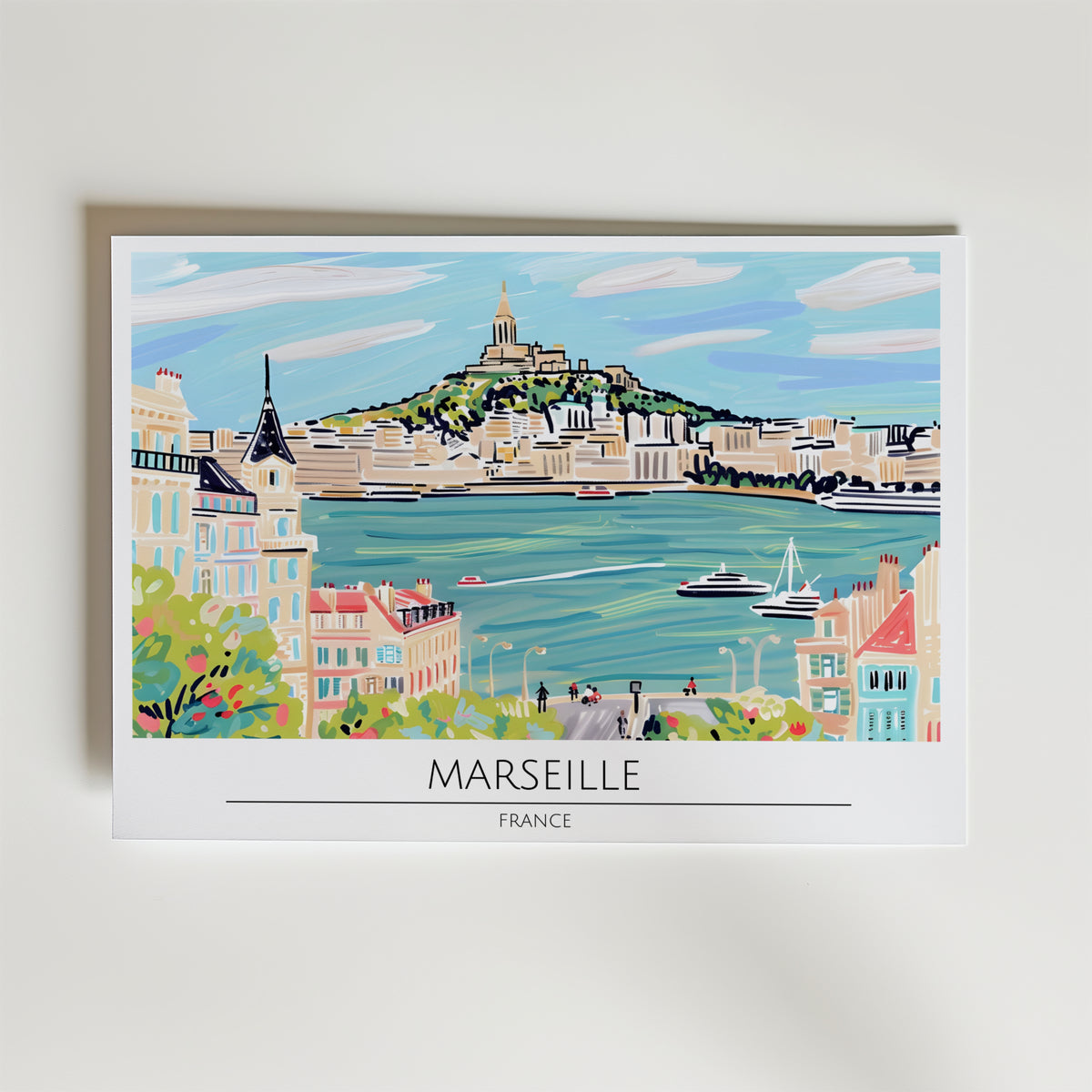 Marseille – stilfullt konsttryck från Bozetto, tryckt på matt finpapper i hög tryckkvalitet